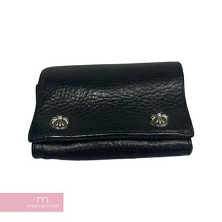 クロムハーツ(Chrome Hearts)のCHROME HEARTS WALLET 3FOLD Cross Patch クロムハーツ 3フォールドウォレット クロスパッチ クロスボタン 三つ折り財布 レザー ブラック【240523】【中古-A】【me04】(折り財布)