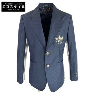 グッチ(Gucci)のグッチ ｘadidasアディダス【美品/国内正規】720968 トレフォイルジャカード テーラード 48(テーラードジャケット)