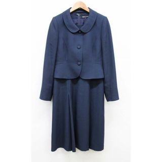 【新入荷】■CREA by SOIR PERLE/クレアバイソワールペルル■アンサンブルスーツ/ワンピース/ジャケット/半袖/長袖/ミディアム丈 濃紺/ネイビー レディース 11 お受験 面接 フォーマル 卒業式 入学式 説明会 見学会 学校行事 園行事 式典【中古】春夏秋冬 515042 text(その他)