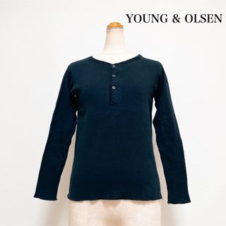 ヤングアンドオルセン(YOUNG&OLSEN)のYOUNG & OLSEN コットントップス カットソー 黒 日本製(カットソー(長袖/七分))