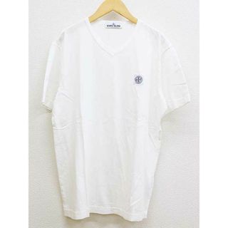 ストーンアイランド(STONE ISLAND)の【夏物 新入荷】★STONE ISLAND/ストーンアイランド★ワンポイントロゴ半袖VネックTシャツ/おしゃれ/シンプル/カジュアル/カットソー/Tシャツ/半袖 ホワイト/白 メンズ L【中古】春夏秋冬 125042(Tシャツ/カットソー(半袖/袖なし))