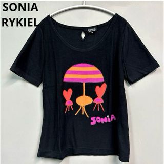 ソニアリキエル(SONIA RYKIEL)のSONIA RYKIELソニアリキエル　Tシャツ　半袖ニット　ブラック　トップス(Tシャツ(半袖/袖なし))