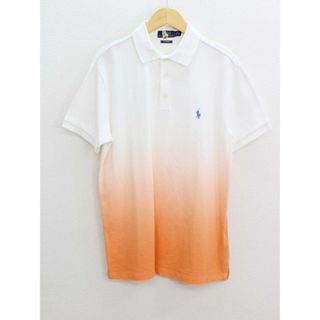 ラルフローレン(Ralph Lauren)の‡POLO RALPH LAUREN/ポロ ラルフ ローレン‡グラデーションポロシャツ/半袖  ホワイト/白×オレンジ メンズ M【中古】夏 507022(ポロシャツ)