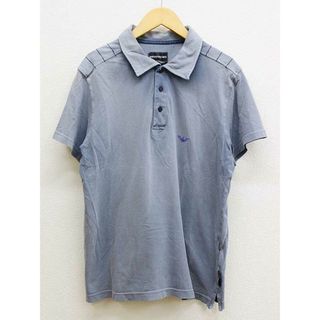 【夏物 新入荷】★Emporio Armani/エンポリオアルマーニ★ユーズド加工ポロシャツ/おしゃれ/シンプル/カジュアル/カットソー/ポロシャツ/半袖 ブルーグレー メンズ M【中古】夏 125042