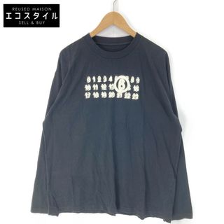 エムエムシックス(MM6)のエムエムシックス ﾌﾞﾗｯｸ ｺｯﾄﾝ ﾌﾟﾘﾝﾄ ﾛﾝｸﾞTｼｬﾂ L(タイツ/ストッキング)