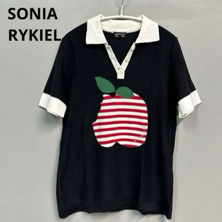 ソニアリキエル(SONIA RYKIEL)のSONIA RYKIELソニアリキエル　ポロシャツ　半袖ニット　りんご　トップス(Tシャツ(半袖/袖なし))