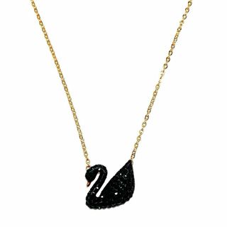 SWAROVSKI - 【美品】スワロフスキー　ネックレス　スワン　白鳥　ブラック　黒　ローズゴールド