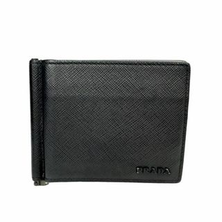 PRADA - PRADA プラダ 2MN077 サフィアーノ ブラック 二つ折財布 マネークリップ 箱付 【中古】 52404K187