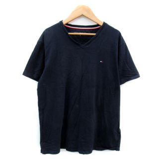 トミーヒルフィガー(TOMMY HILFIGER)のトミーヒルフィガー Tシャツ カットソー 半袖 Vネック ロゴ M 紺 ネイビー(Tシャツ/カットソー(半袖/袖なし))