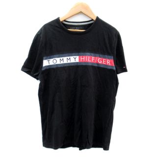 トミーヒルフィガー(TOMMY HILFIGER)のトミーヒルフィガー Tシャツ カットソー 半袖 ロゴ S 黒 ブラック(Tシャツ/カットソー(半袖/袖なし))