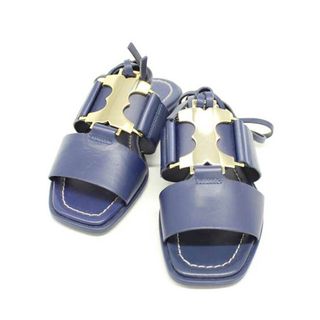 トリーバーチ(Tory Burch)の♪TORY BURCH/トリーバーチ♪GEMINI LINK LACE UP SANDAL/レースアップサンダル/シンプル/カジュアル/オシャレ/シューズ/靴 ネイビー/紺色 レディース 5M 【中古】 夏 415032(サンダル)