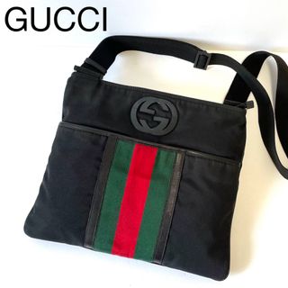 グッチ(Gucci)のGUCCI グッチ　ショルダーバッグ　シェリーライン　キャンバス　黒(ショルダーバッグ)