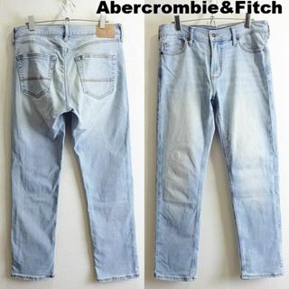 アバクロンビーアンドフィッチ(Abercrombie&Fitch)のアバクロンビー&フィッチ　スリムストレートデニム　W80cm　強ストレッチ　空色(デニム/ジーンズ)