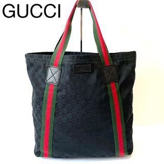 グッチ(Gucci)の【美品/人気】グッチ　トートバッグ　肩かけ　GGキャンバス×レザー(トートバッグ)