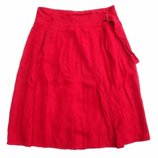 美品 ワイズレッドレーベル Y's ヨウジヤマモト リネン ラップ スカート(ひざ丈スカート)