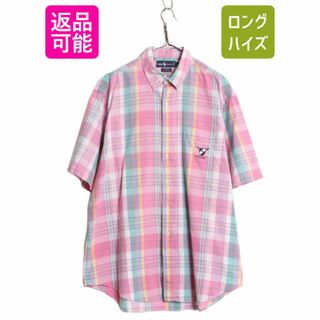 ラルフローレン(Ralph Lauren)の90s 初期 ポロ ゴルフ ラルフローレン チェック 半袖 ボタンダウン シャツ メンズ XL / 90年代 オールド POLO GOLF コットン 大きいサイズ(シャツ)