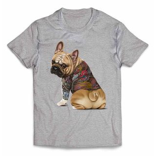 フレンチブルドッグ 犬 いぬ タトゥー 刺青 半袖 Tシャツ メンズ レディース(Tシャツ/カットソー(半袖/袖なし))