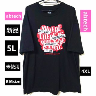 新品 5L abtech 半袖 Tシャツ 黒 大きいサイズ トップス 4XL(Tシャツ/カットソー(半袖/袖なし))