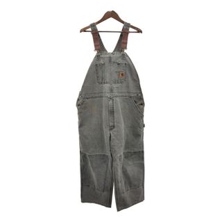 カーハート(carhartt)のCarhartt カーハート ダック ダブルニー ビブオーバーオール 大きいサイズ ブラウン (メンズ W44 L30) 中古 古着 Q7675(サロペット/オーバーオール)