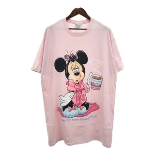 ディズニー(Disney)のDisney ディズニー SLEEPWEAR ミニーマウス 半袖Ｔシャツ キャラクター ピンク (メンズ ONE SIZE) 中古 古着 Q7676(Tシャツ/カットソー(半袖/袖なし))