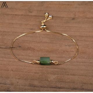 【天然石】✨ 深緑色の翡翠ブレスレット　dark green jade  (ブレスレット/バングル)