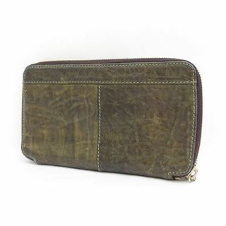 JAMIN PUECH / ジャマン ピエッシュ ◆ラウンドファスナー長財布/レザー/カーキ 【財布/サイフ/ウォレット/wallet/コイン】 メンズファッション【中古】 [0220490270](長財布)