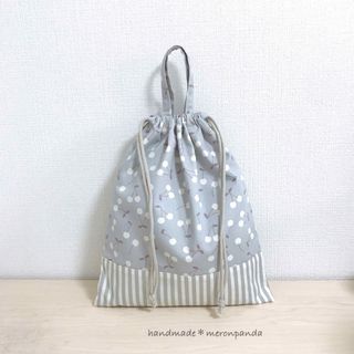 ミルキーさくらんぼブルー 体操着袋(外出用品)