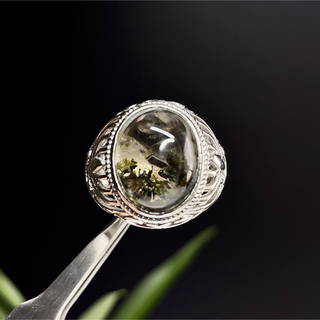 ガーデンクォーツ　リング　シルバーリング 指輪　天然石　水晶【超美品】87(リング(指輪))