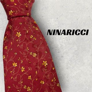 ニナリッチ(NINA RICCI)の【6177】未使用に近い！ニナリッチ　ネクタイ　レッド系　フラワー柄(ネクタイ)