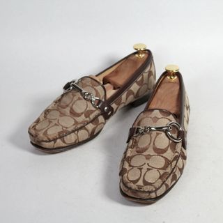 COACH - 【美品】COACH シグニチャーキャンバス ビットローファー レザー