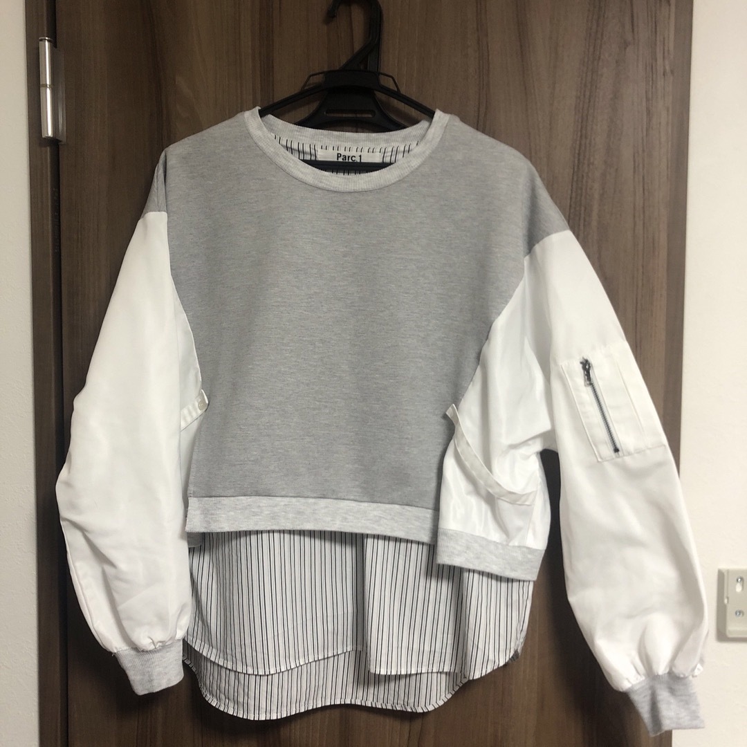 美品 parc.1 ストライプミックスレイヤードトップス 美品 parc.1 ストライプミックスレイヤードトップス