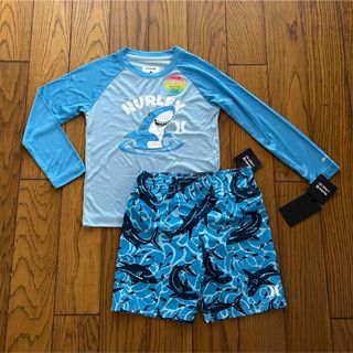 ハーレー(Hurley)のHurley新品ボーイズ用ラッシュガード&水着セット　サメ柄　110(水着)