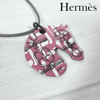 Hermes - HERMES エルメス タッタソール ネックレス ホースペンダント ピンク