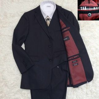 バーバリーブラックレーベル(BURBERRY BLACK LABEL)の極美品 M バーバリーブラックレーベル スーパー100 シルク ウール 3P 黒(セットアップ)