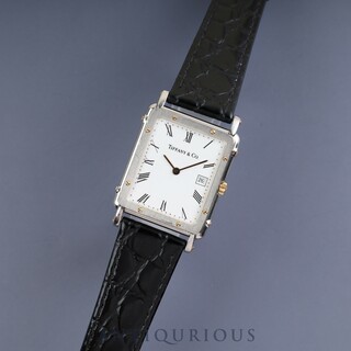 ティファニー(Tiffany & Co.)のTIFFANY ティファニー RECTANGULAR CASE レクタンギュラーケース クォーツ SS/YG 革 ホワイト文字盤(腕時計(アナログ))