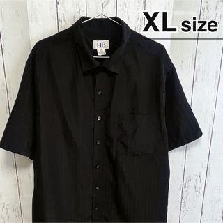 シャツ(shirts)のUSA古着　半袖シャツ　ドレスシャツ　XL　ブラック　チェック柄　オーバーサイズ(シャツ)