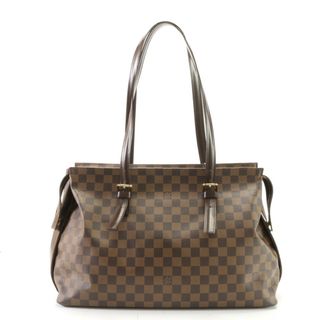 ルイヴィトン(LOUIS VUITTON)の美品 ルイヴィトン ダミエ チェルシー N51119 レザー トート バッグ 肩掛け ショルダー ハンド 本革 A4 レディース EHM AC20-2(トートバッグ)