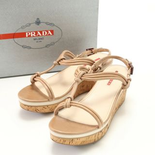 プラダ(PRADA)のプラダ ウェッジソール ストラップ サンダル 38 3XZ141 レザー ヒール 靴 シューズ ミュール パンプス レディース EHM AC18-3(サンダル)