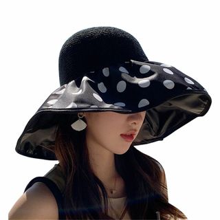 【色: ブラック】[Lhyxuuk] 帽子 レディース ハット日焼け防止 UVカ(その他)