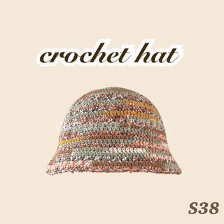 S38【ハンドメイド・完成品】クロシェハット　バケットハット　ベジタブル(帽子)