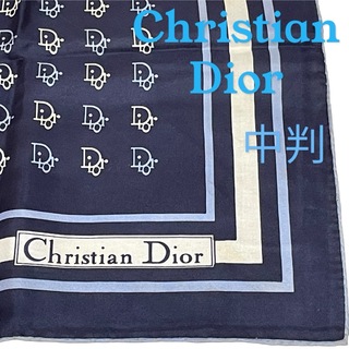 クリスチャンディオール(Christian Dior)のディオール dior CD ✨大人気✨ 中判 スカーフ トロッター柄  ネイビー(バンダナ/スカーフ)