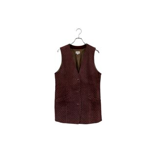 90's Made in CANADA Tamarack leather vest レザーベスト 総柄 サイズM カナダ製 ヴィンテージ 6(ベスト)