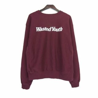 ウェステッドユース Wasted Youth ■ 【 Heavy Weight Sweatshirt#1 Burgundy 】 フロント ロゴ プリント ヘビー ウェイト スウェット クルーネック トレーナー　n5209(スウェット)