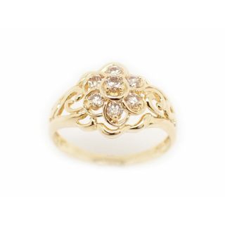 ジュエリーマキ K18YG メレダイヤ0.35ct 花デザイン リング ＃13.5【新宿店】【中古】【新着】(リング(指輪))