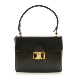 セリーヌ(celine)の美品 セリーヌ トリオンフ ゴールド 金具 レザー 2WAY スクエア ショルダーバッグ 肩掛け トート ハンド 黒 レディース ERE AC5-7(ショルダーバッグ)