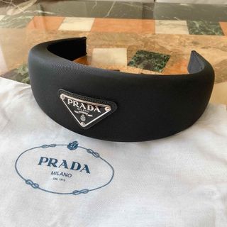 プラダ(PRADA)のPRADA ナイロン　ヘッドバンド(カチューシャ) 黒(カチューシャ)