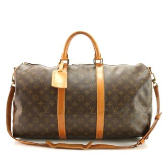 ルイヴィトン(LOUIS VUITTON)の美品 ルイヴィトン モノグラム キーポル バンドリエール 50 M41416 レザー 2WAY ボストン バッグ 斜め掛け A4 メンズ EHE AC11-9(ボストンバッグ)