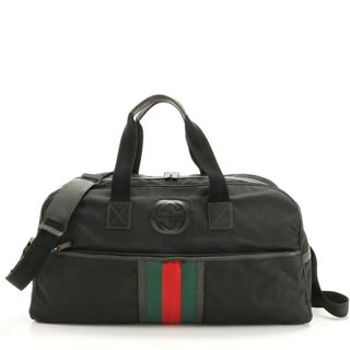 グッチ(Gucci)の美品 グッチ シェリー ライン レザー 2WAY ボストン バッグ 斜め掛け ショルダー スーツケース 出張 旅行 A4 メンズ EEE AC21-10(ボストンバッグ)