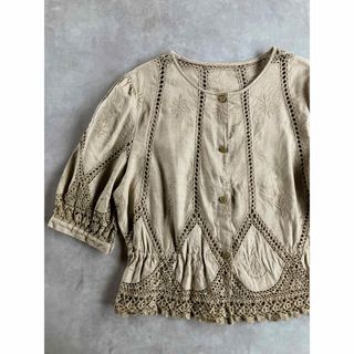 グリモワール(Grimoire)のused レトロ カットワーク刺繍 ブラウス 古着 ヴィンテージ vintage(シャツ/ブラウス(半袖/袖なし))