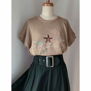 ロキエ(Lochie)のused レトロ 刺繍 サマーニットトップス 古着 ヴィンテージ vintage(ニット/セーター)